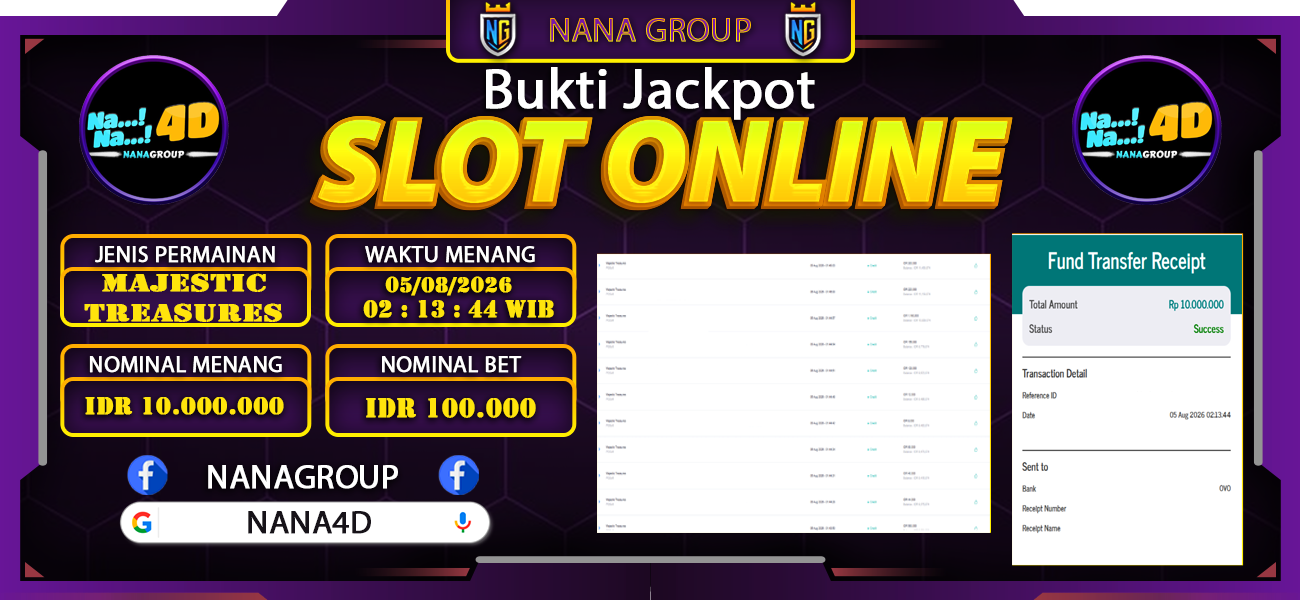 Bukti Kemenangan Besar Dibayar lunas Member NANA4D RP 10.000.000, 4 Agustus 2026